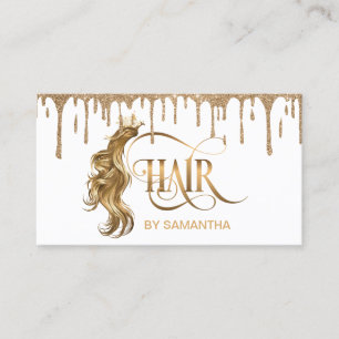 Hair Stylist Extension Wig Guld Modern typografi Visitkort