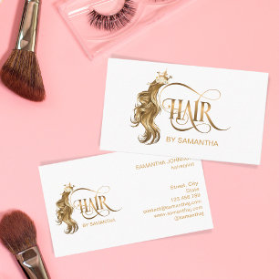 Hair Stylist Extension Wig Guld Modern typografi Visitkort
