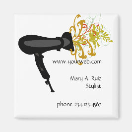 Hair Stylist Flower Blommar Mode Salon Magnet