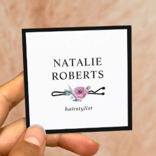 Hair Stylist Flower Bobby Pin Minimalist Ram Fyrkantigt Visitkort
