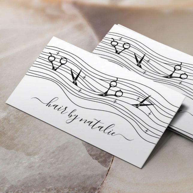 Hair Stylist Flowing Scissors Beauty Salon Visitkort (Skapare uppladdad)