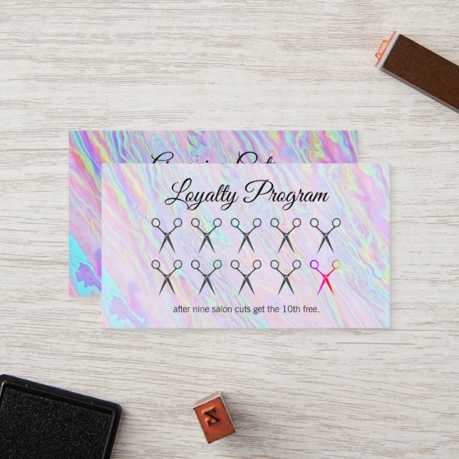 Hair Stylist | Förmånsprogram | Regnbågsvätska Lojalitetskort (Fram/Back In Situ)