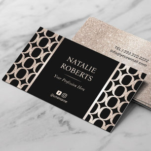 Hair Stylist Geometric Black & Guld Beauty Salon Visitkort