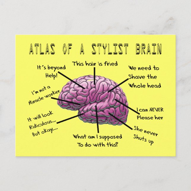 Hair Stylist Gifts "Atlas of a Stylist Brain" Vykort (Framsida)