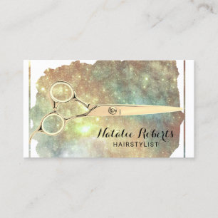 Hair Stylist Glam Glitter Guld Scissor Salon Visitkort
