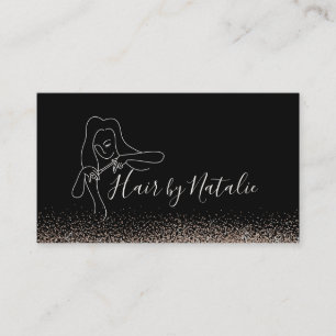 Hair Stylist Glam Guld Glitter Beauty Salon Black Visitkort