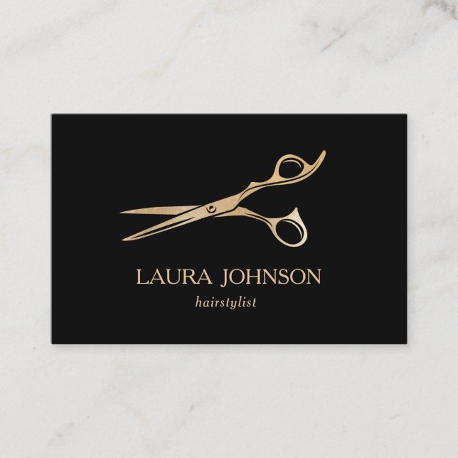 Hair Stylist GoldGlitter Scissors Visitkort (Framsida)