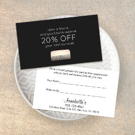 Hair Stylist Guld Comb Customer Reference Rabattkort