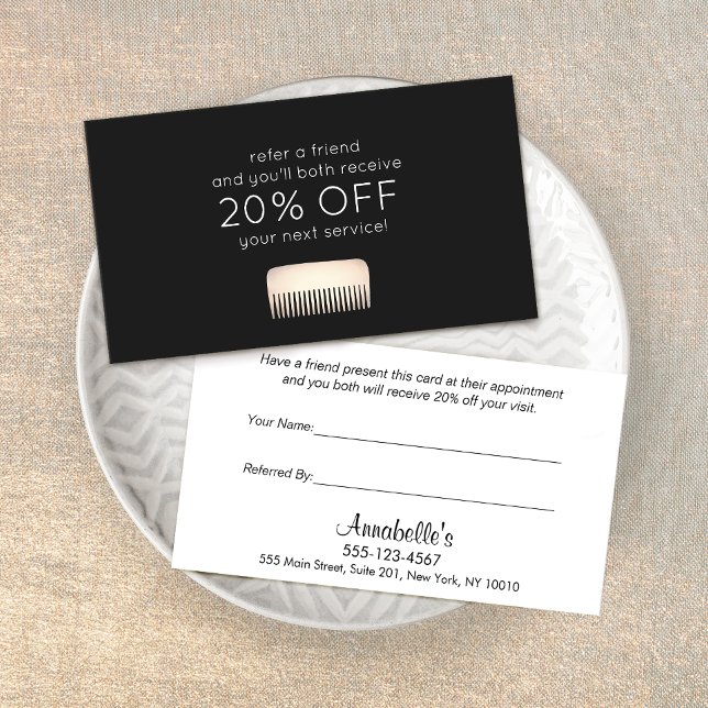 Hair Stylist Guld Comb Customer Reference Rabattkort (Skapare uppladdad)