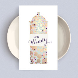 Hair Stylist, Guld Confetti Hair Spray Visitkort