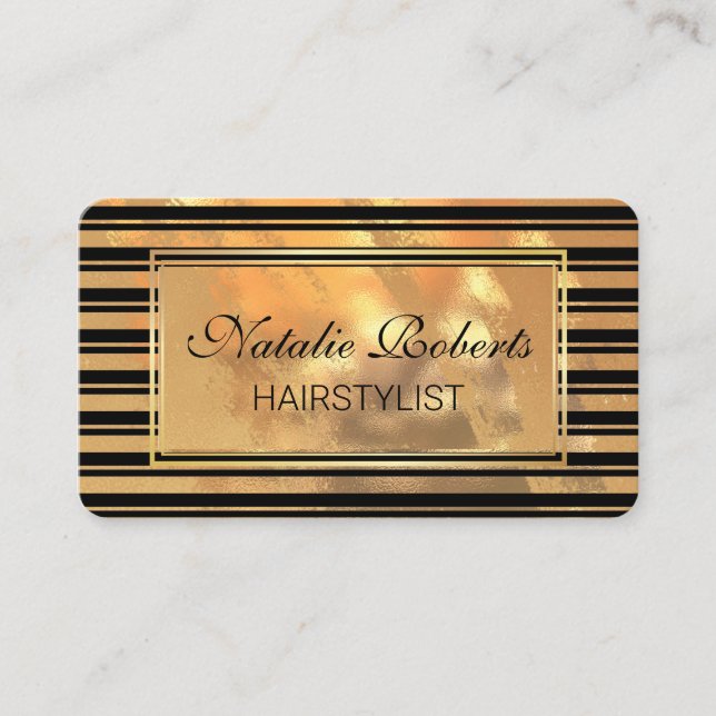 Hair Stylist Guld Glitter Beauty Salon Visitkort (Framsida)