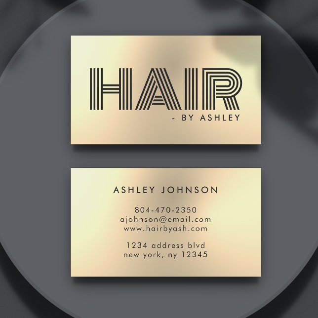 Hair Stylist Guld Modern Metallic Professionell Visitkort (Hair Stylist Gold Modern Metallic Professional Business Card
)