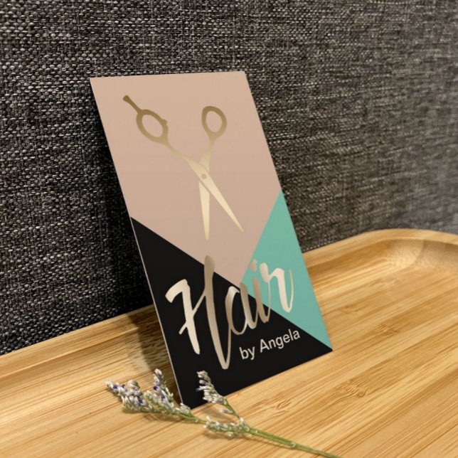 Hair Stylist | Guld-sax Modern Hair Salon Visitkort (Skapare uppladdad)