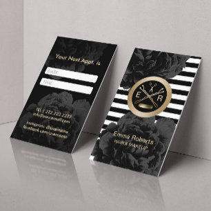 Hair Stylist Guld Scissor & Comb Möte Tidsbeställning Kort