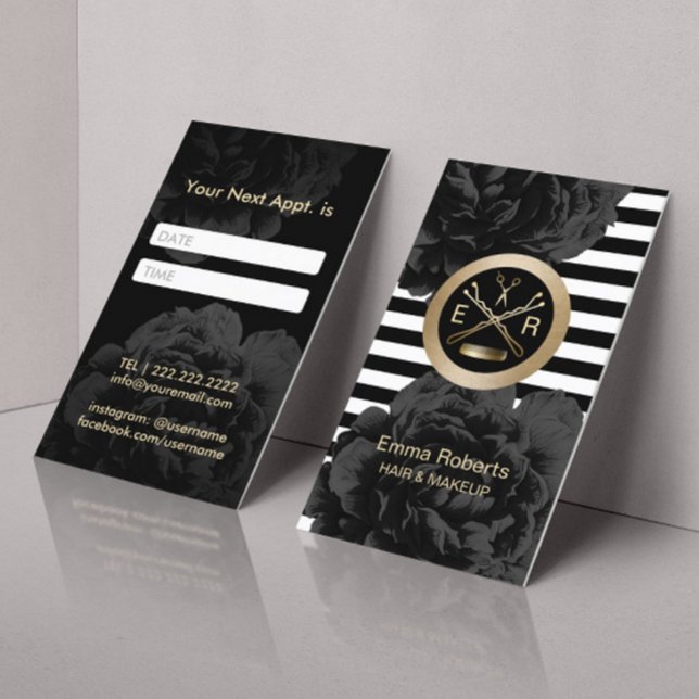Hair Stylist Guld Scissor & Comb Möte Tidsbeställning Kort (Skapare uppladdad)