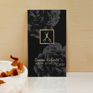 Hair Stylist Guld Scissor Logotyp Classy Black Blo Visitkort