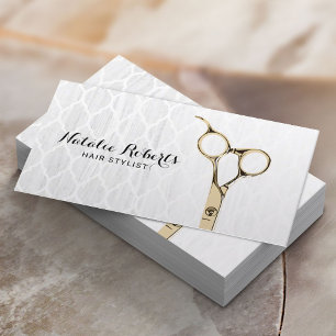 Hair Stylist Guld Scissor Modern Marble Hair Salon Visitkort