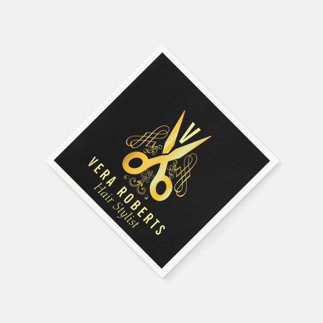 Hair Stylist Guld Scissor Professionell Salon Pappersservett (Hörn)