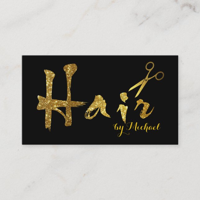 Hair Stylist Guld Scissors skript Möte #5 Tidsbeställning Kort (Framsida)