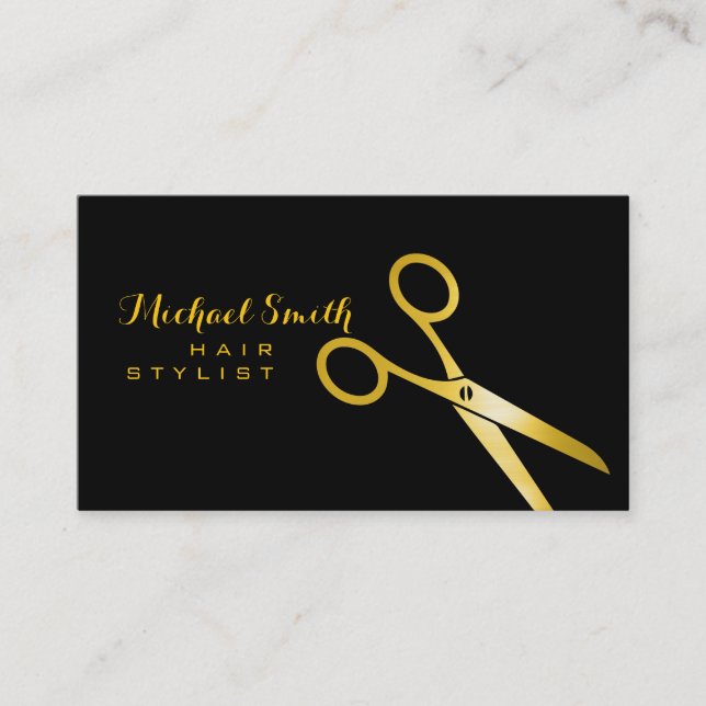 Hair Stylist Guld Scissors Visitkort (Framsida)