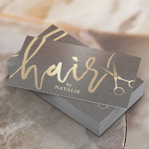 Hair Stylist Guld Script Modern Copper Salon Visitkort