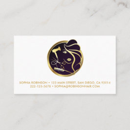 Hair Stylist Guld Script Scissors Comb Dryer Visitkort