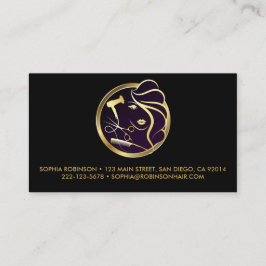 Hair Stylist Guld Script Scissors Comb Dryer Visitkort