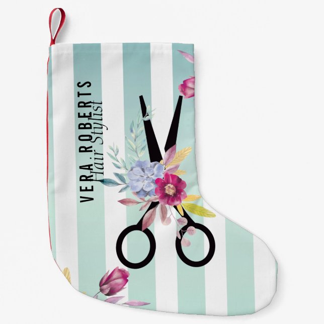 Hair Stylist Guld Sissor & Beauty Jul Liten Julstrumpa (Framsidan)