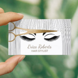 Hair Stylist Guld Sissor & Girl Hair Salon Visitkort