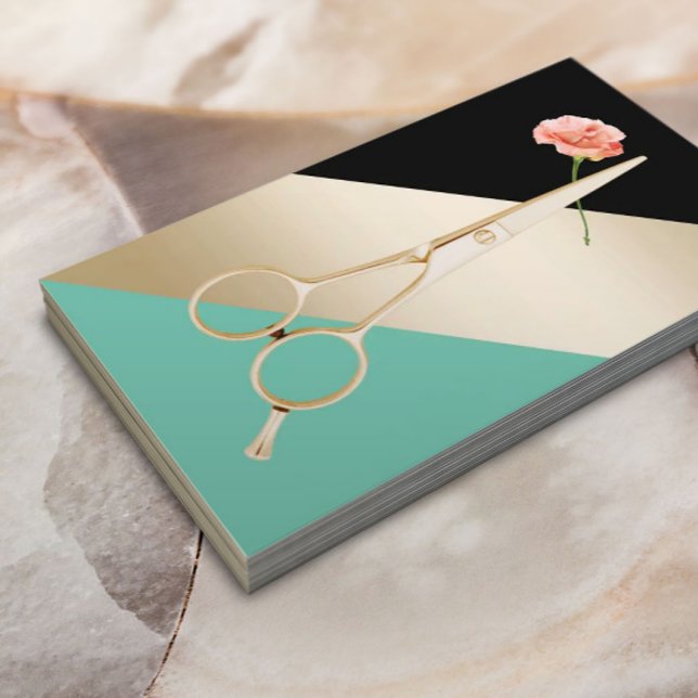 Hair Stylist Guld Sissor & Modern Rand Visitkort (Skapare uppladdad)