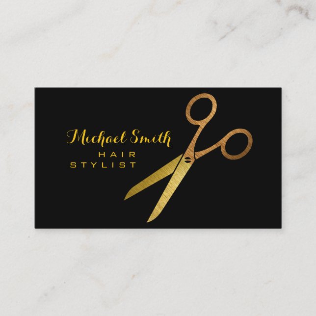 Hair Stylist Guld Sissors #2 Visitkort (Framsida)