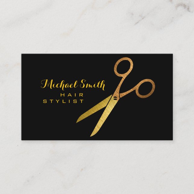 Hair Stylist Guld Sissors #2 Visitkort (Framsida)