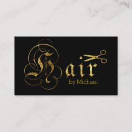 Hair Stylist Guld Sissors skript Salon #2 Visitkort