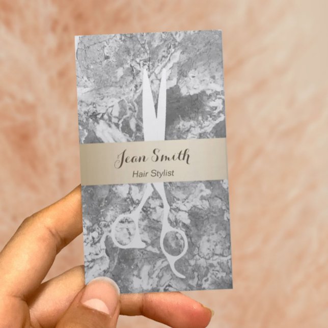 Hair Stylist Guld Stripe Marble Stone Möte Tidsbeställning Kort (Skapare uppladdad)