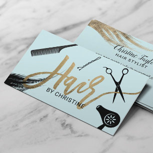 Hair Stylist Guld Typography Beauty Salon Mint Visitkort