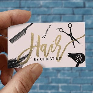 Hair Stylist Guld Typography Beauty Salon Visitkort