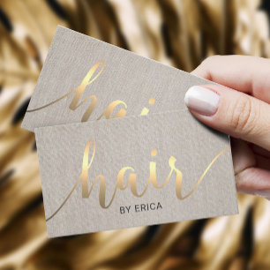 Hair Stylist Guld Typography Linen Möte Tidsbeställning Kort
