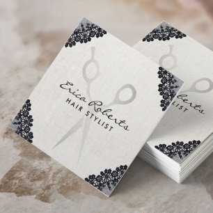 Hair Stylist Hair Salon Vintage Black Laced Fyrkantigt Visitkort