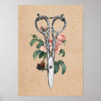 Hair Stylist Hair Salon Vintage Scissor Blommigt