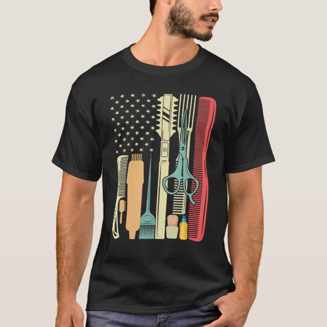Hair Stylist Hairdresser Barber Salon Verktyg US A T Shirt (Framsida)
