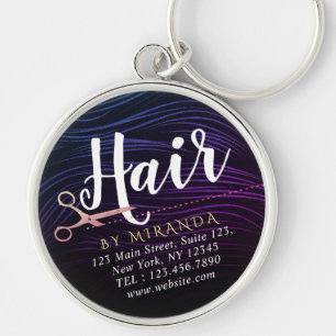 Hair Stylist Hairdresser Beauty Ro Guld Scissors Rund Silverfärgad Nyckelring