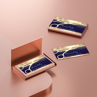 Hair Stylist Hairdresser Coiffeur Golden Scissors Visitkort