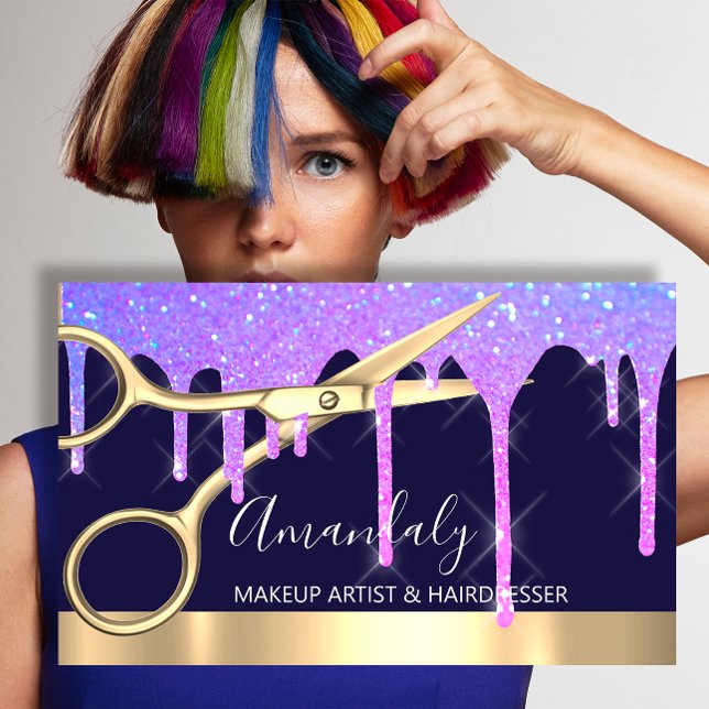 Hair Stylist Hairdresser Drips Sissors Coiffeur Visitkort (Hair Stylist Hairdresser Drips Scissors Coiffeur Business Card)