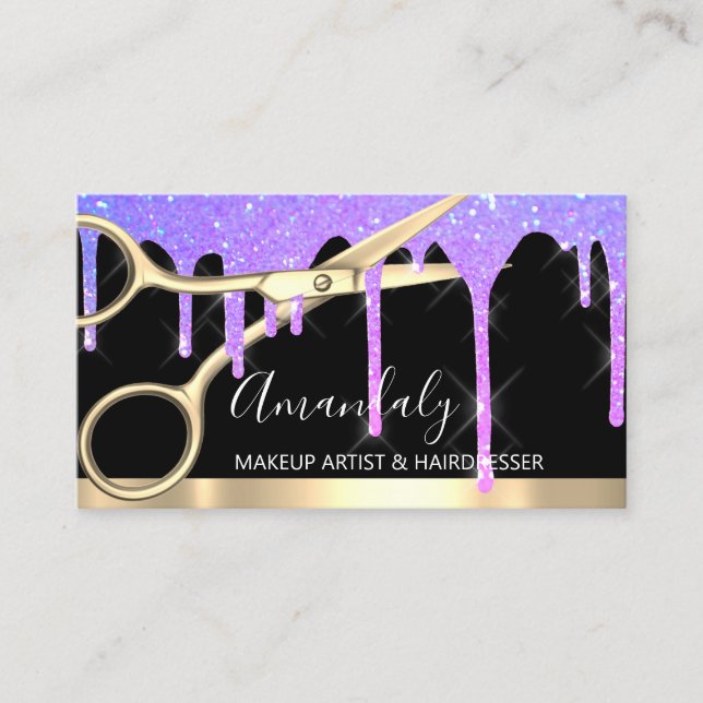 Hair Stylist Hairdresser Drips Sissors Coiffeur Visitkort (Framsida)