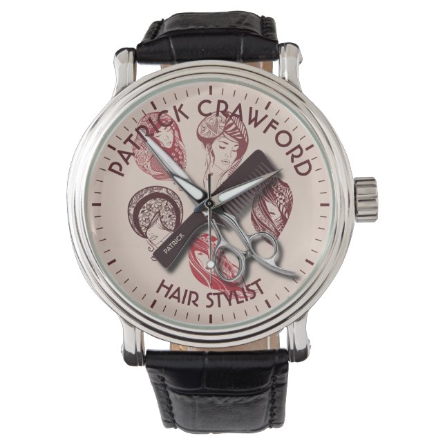 Hair Stylist Hairdresser eller Beauty Salon with N Armbandsur (Framsida)