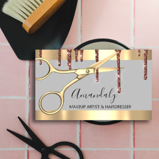 Hair Stylist Hairdresser Golden Scissors Drifts Visitkort