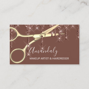 Hair Stylist Hairdresser Guld sax Coiffeur Visitkort