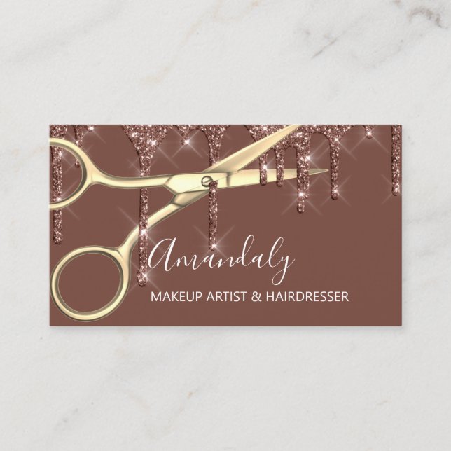 Hair Stylist Hairdresser Guld Scissors Coiffeur Visitkort (Framsida)
