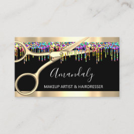 Hair Stylist Hairdresser Holograph Drip ScissorsQR Visitkort