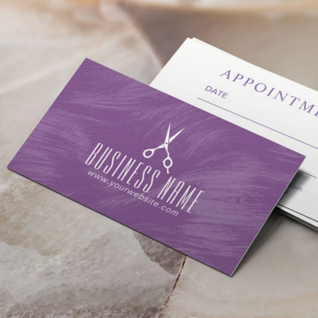 Hair Stylist Hairdresser Lila Salon Möte Tidsbeställning Kort (Skapare uppladdad)